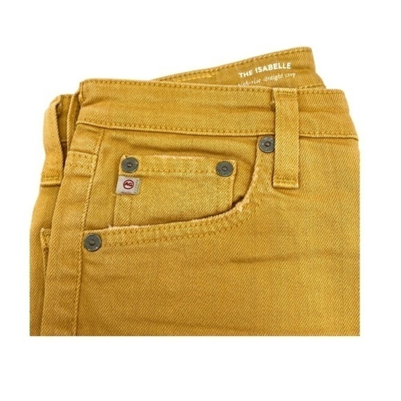 AG The Isabelle High Waist Straight Crop Gold Yellow Leg Jeans NWT - Picture 6 of 16